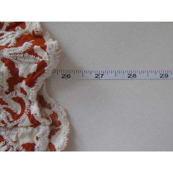 Anthropologie Solitaire Orange Embroidery Top sz L Whimsical Scalloped Fair Boho - Picture 8 of 8